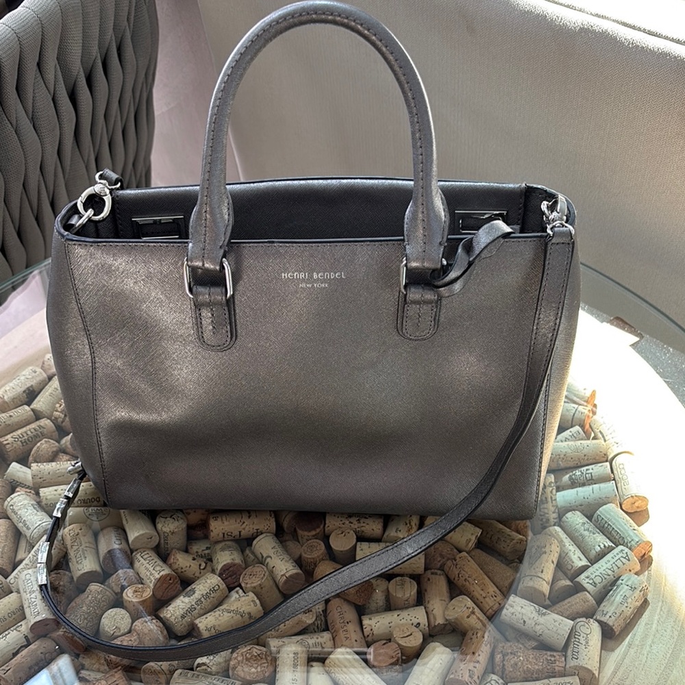 Henri Bendel Gray Satchel with Adjustable Strap